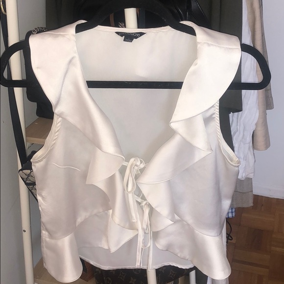 White Ruffle Crop Top - Picture 2 of 6